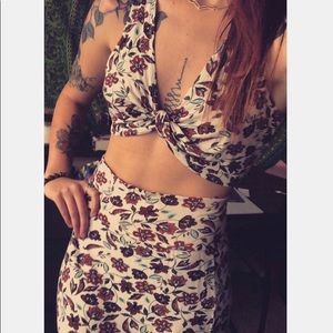 Floral crop top and maxi skirt set